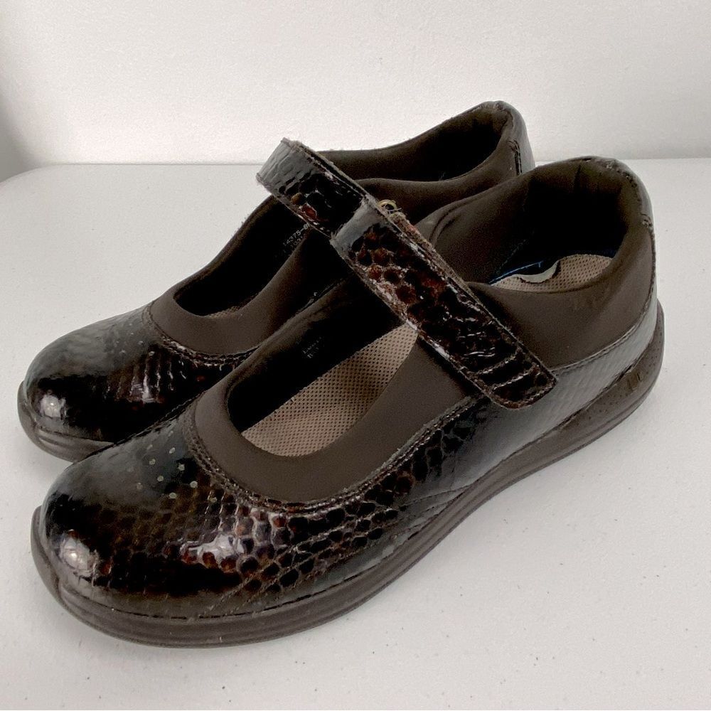 Drew Rose Womens Brown Snake‎ Print Leather Mary Jane Loafer Shoes Academia Sz 8 - Picture 11 of 12